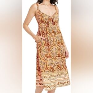 Knox Rose Boho Orange and Purple Patterned Midi Dress